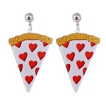 Øreringe -  store hængeøreringe "I love Pizza"